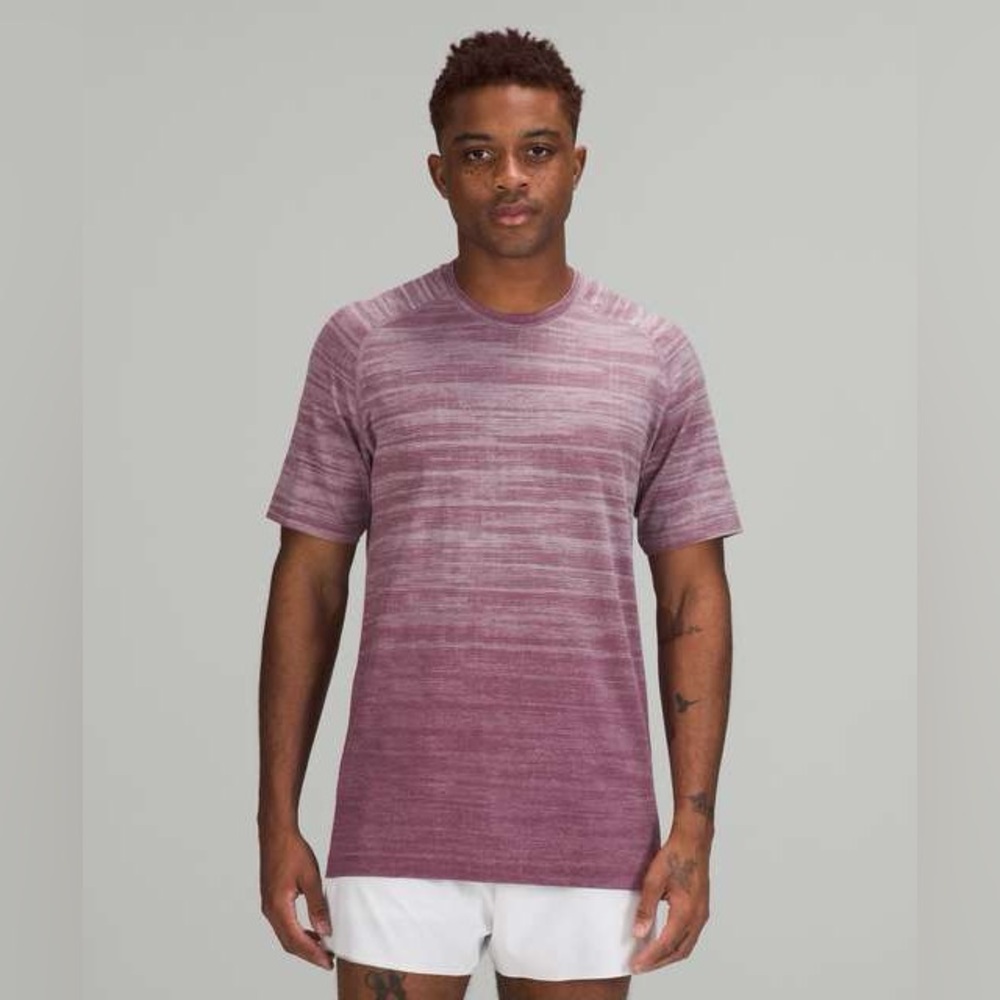 Lululemon Static Storm Stripe Vintage Plum Metal Vent Tech T-Shirt Size XXL $78